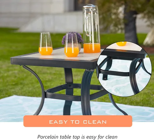 Miniatura 5 de LOKATSE Mecedora para patio, al aire libre, juego con mesa de café Caqui / negro
