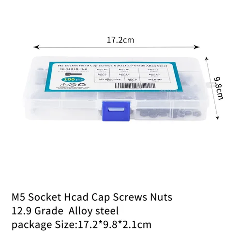 Miniatura 5 de Tornillos y tuercas M5 x 0.236 in, 0.315 in, 0.394 in, 0.472 in, 0.630 in, 0.787 in, 0.984 in, cabeza hexagonal, tornillos y tuercas, tornillo