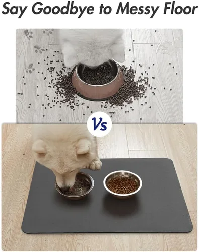 Miniatura 4 de MontVoo - Alfombrilla absorbente para alimentación de mascotas - Alfombrilla para mascotas sin manchas para cuenco de comida y agua - Alfombrilla