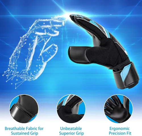 Miniatura 3 de Guantes profesionales de portero de fútbol – Agarre superior, protección para los dedos, alto rendimiento, duraderos y cómodos guantes