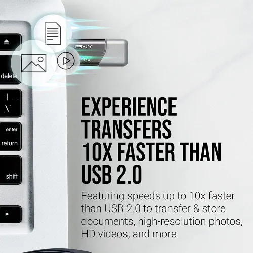 Miniatura 9 de PNY Unidad USB 3.0 Turbo Attaché 3 de 256 GB, paquete de 3 – Gris, P-FD256X3TBOP-MP, 100 MB/s, Ligera y Duradera - Almacenamiento y Transferencia