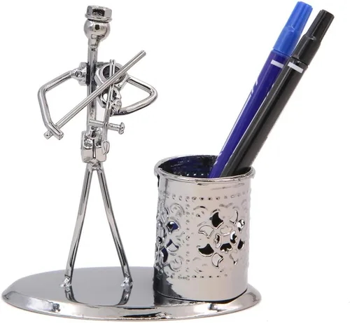 Miniatura 6 de Música Tema de Músico Sombrero de Hierro Hombre Arte de Acero Metal Personalidad Creativa Lápiz Titular de Lápiz Taza Olla Oficina Estudiantes