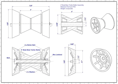 Miniatura 2 de Rodillo de arco de 4 pulgadas para remolque de barco con radios para eje de 1/2 pulgadas Ámbar