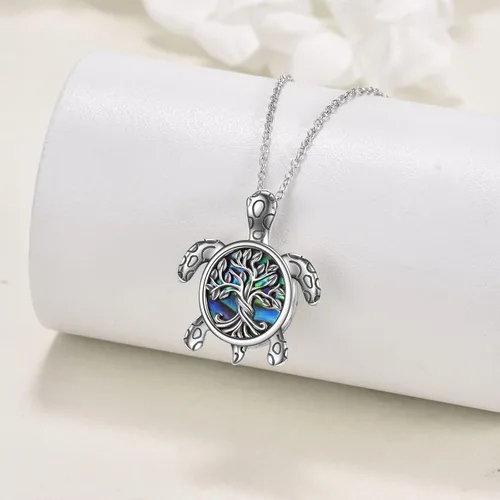 Miniatura 2 de YFN Collar de urna para cenizas con abulón de plata de ley tortuga marina búho perro flor de oto mariposa regalo de joyería para mujeres y niñas 182