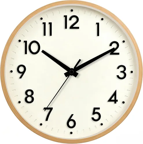Miniatura 17 de Reloj de pared Mosewa de 20 cm, moderno, analógico, silencioso, sin tictac, funciona con pilas, decorativo para cocina, dormitorio, oficina (dorado)