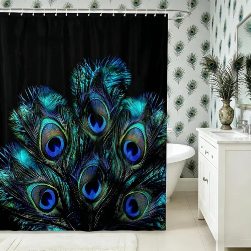 Miniatura 29 de Manfei Cortina de Ducha de Aguacate Lindo Estampado de Aguacate de Dibujos Animados Cortina de Baño para Niños y Niñas Tema de Frutas Cortina