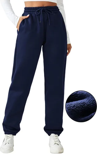 Pinspark Pantalones deportivos con forro polar para mujer, para invierno y otoño, pantalones deportivos casuales holgados con bolsillos