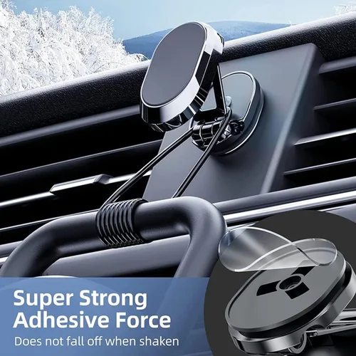 Miniatura 6 de Soporte magnético plegable de aleación para teléfono, soporte para teléfono de coche, soporte giratorio ajustable de 720 grados y plegable