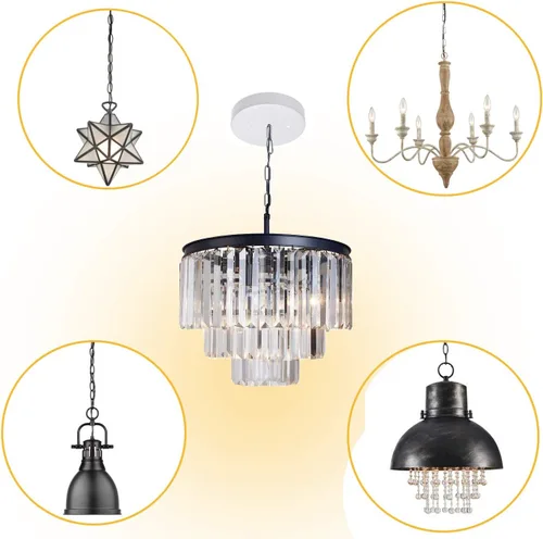 Miniatura 4 de ECUDIS Kit de toldo de luz colgante, placa de cubierta de lámpara de techo de 4.7 pulgadas con accesorios de montaje para candelabro, toldo de Blanco
