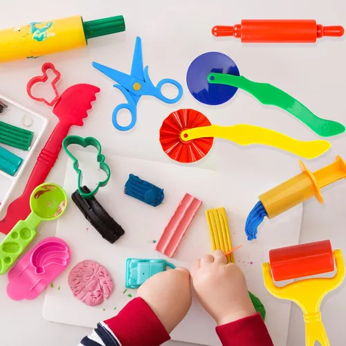 Miniatura 7 de Kit de herramientas de masa, 9 piezas básicas de arcilla y masa para niños, incluye rodillo, rodillos, tijeras de seguridad, extrusora de masa