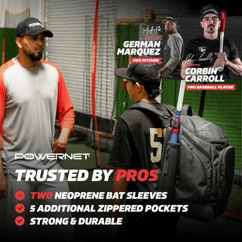 Miniatura 3 de PowerNet Surge Softball Baseball Bag, Dual Bat & Gear Travel Backpack, Baseball Equipment Bat Bag, Baseball Softball Backpack with Dugout Fence