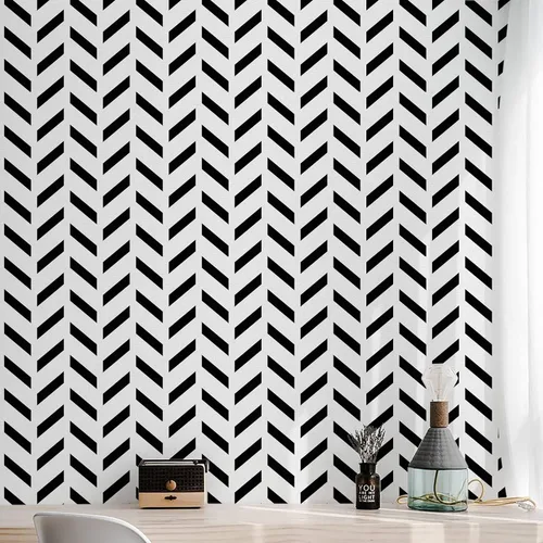 Miniatura 12 de Amiya Papel Pintado Negro y Blanco con Diamantes para Despegar y Pegar Papel de Vinilo Geométrico en Rombo para Cuarto de Lavado Cocina Baño Papel