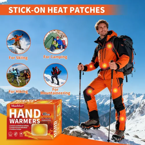 Miniatura 4 de 40 calentadores corporales con adhesivo, calentadores calientes hasta 12 horas, parche calentador desechable de un solo uso para manos, dedos
