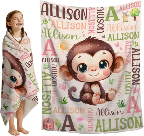 Miniatura 26 de Manta de bebé personalizada de conejo, regalos personalizados de conejito para niños y niñas, ultra suave, afelpada, acogedora y transpirable, manta
