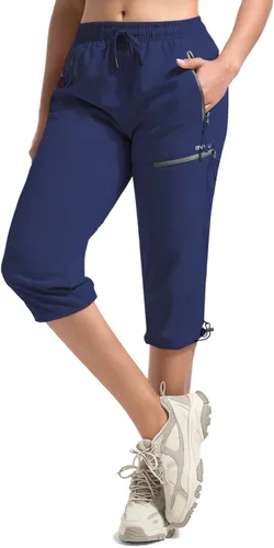 Miniatura 19 de BVVU Pantalones cargo capri de senderismo para mujer, ligeros, de secado rápido, pantalones deportivos impermeables para exteriores, pantalones