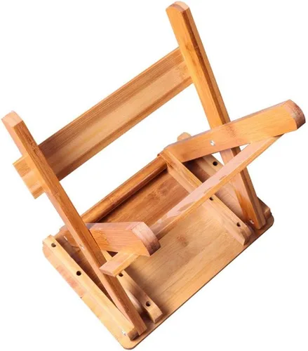 Miniatura 4 de Taburete plegable de madera de bambú, taburete portátil para el hogar, multifuncional, para baño, sala de estar, dormitorio, lavandería o pesca