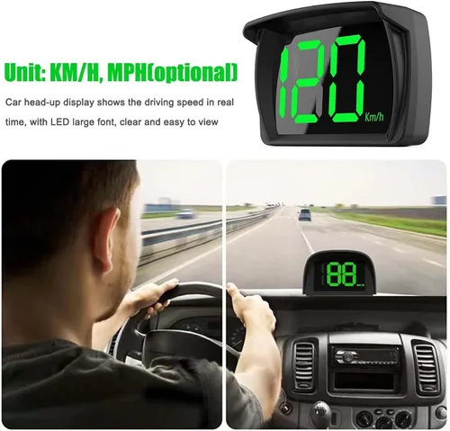 Miniatura 3 de Shkalacar Pantalla frontal HUD para automóvil, velocímetro digital GPS KM/H MPH con pantalla LED de fuente grande + adaptador de carga de automóvil