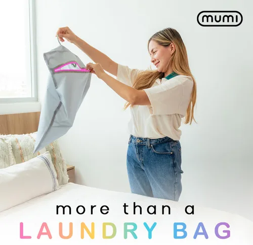 Miniatura 4 de MUMI Bolsa de lavandería de viaje – Bolsa de ropa a prueba de humedad y olor con colgador plegable y bolsa exterior Bolsa grande de almacenamiento