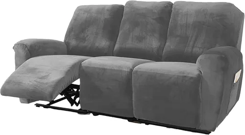NORTHERN BROTHERS Velvet - Funda para sofá reclinable de 3 plazas, 8 piezas, funda elástica y antideslizante, lavable, apta para mascotas y niños,