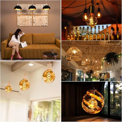 Miniatura 6 de G80 Bombillas Edison vintage regulables de 4 W (equivalente a 40 W) con filamento LED, luz cálida de 2200 K CRI80+, E26, 25000 horas, bombillas