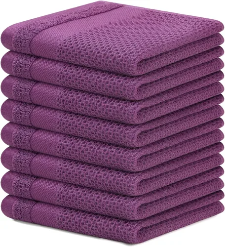 Miniatura 10 de Homaxy Paños de cocina 100% algodón, paquete de 8 – 12 x 12 pulgadas, tejido de gofre, muy suaves y absorbentes, paños de cocina de secado rápido