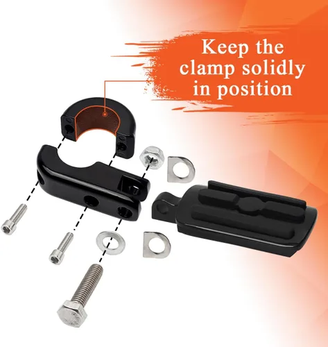 Miniatura 5 de FOVPLUE Estriberas de carretera de 1.25 pulgadas, reposapiés ajustable con abrazaderas P de montaje para Harley Touring Softail Dyna Sportster Honda