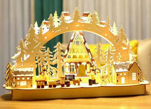 Miniatura 2 de BRUBAKER Arco de luz LED de Navidad - Paisaje de invierno - 17.1 x 10.6 x 4 pulgadas