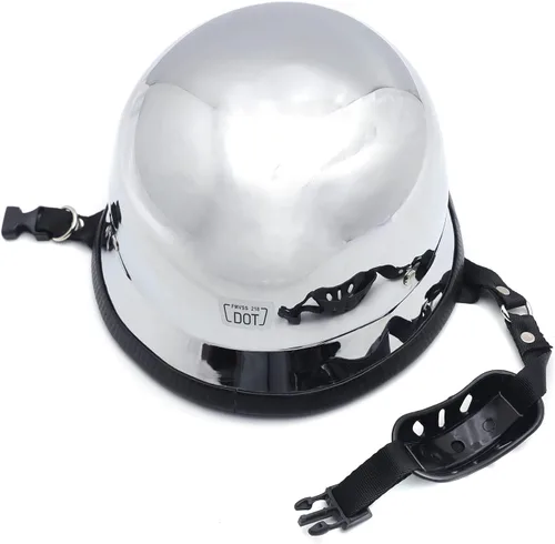 Miniatura 6 de (Talla L) Casco plateado DOT motocicleta alemán de media cara Biker Street Chopper Cruise [P/N: MT506-003-L-CD] Talla grande