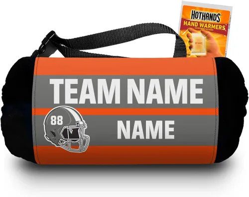 Calentador de manos para cuarto de espalda, jugadores y potenciadores - Nombre del equipo personalizable y nombre del jugador Naranja