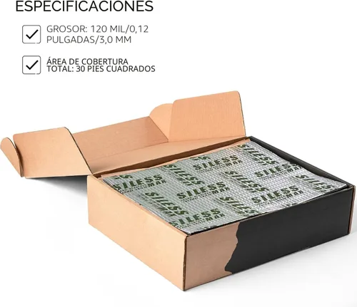 Miniatura 3 de Siless Max 120 mil (3mm) 30 pies cuadrados Alfombrilla de amortiguación de sonido para automóvil - Aislante de sonido automotriz de butilo