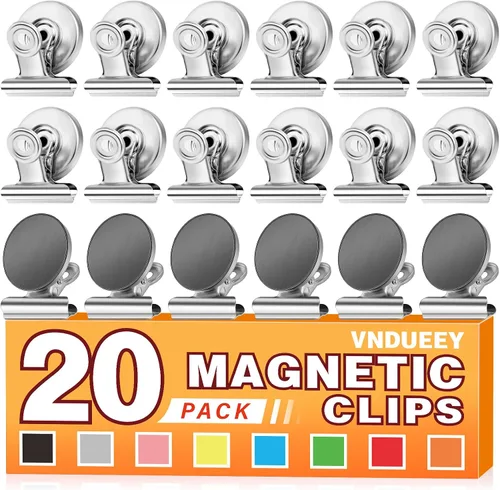 Miniatura 9 de VNDUEEY Paquete de 6 imanes para refrigerador, imanes para refrigerador, clips magnéticos negros, imanes para pizarra blanca, clips magnéticos