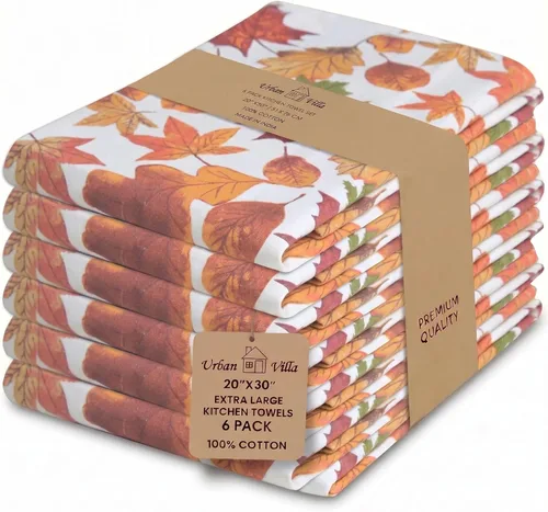 Miniatura 13 de Urban Villa Toallas de cocina 100% algodón, paquete de 6, altamente absorbentes, de secado rápido, súper suaves, de primera calidad, para cocina