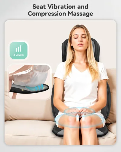 Miniatura 8 de Snailax Masajeador Shiatsu de Cuello y Espalda con Calor, Masajeador de Cuello de Altura Ajustable con Rodillos, Almohada de Masaje para Silla
