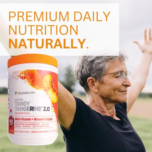 Miniatura 3 de Youngevity Beyond Tangy Tangerine 2.0 Citrus Peach Fusion Complejo multivitamínico y mineral - Hecho con alimentos naturales y integrales 8,000