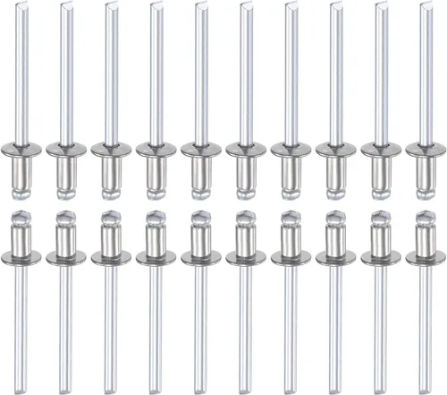 Miniatura 18 de DTGN Remaches ciegos de 0.126 in x 0.197 in (DxL) – Paquete de 100 – Bueno para la unión de maquinaria – Remache de extremo abierto de cúpula