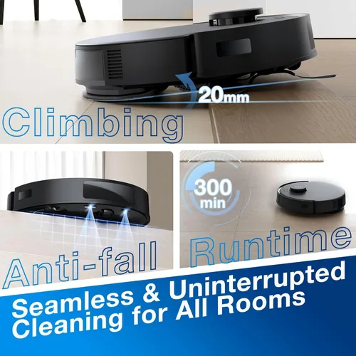Miniatura 5 de ECOVACS DEEBOT N20 - Robot Aspirador y Trapeador, 8000Pa de Succión Fuerte, Cepillo Antienredos, 300 Minutos de Tiempo de Funcionamiento