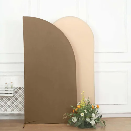 Miniatura 161 de Efavormart - Juego de 4 fundas de elastano beige para arco de media luna, fundas de telón de fondo Chiara de 2.5 pies a 7 pies para escenarios