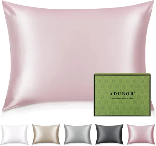 Miniatura 25 de Adubor Funda de almohada 100% de seda, fundas de almohada de seda de morera, 22 fibras de grado Momme 6A, funda de almohada de seda para la salud