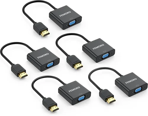 Miniatura 9 de FEMORO Adaptador HDMI a VGA, paquete de 10 unidades, adaptadores de convertidor de cable HDMI VGA macho a hembra para monitor, PC, portátil