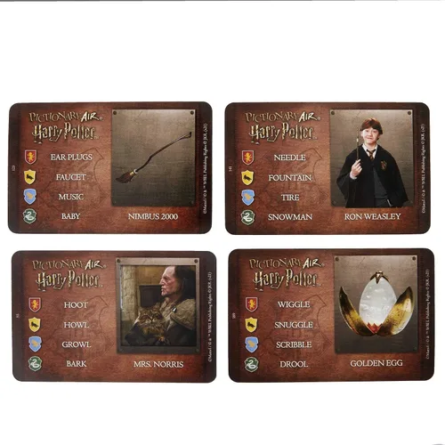 Miniatura 3 de Mattel Games PICTIONARY AIR - Juego de dibujo familiar de Harry Potter, bolígrafo de varita, 112 tarjetas de pista de doble cara, soporte