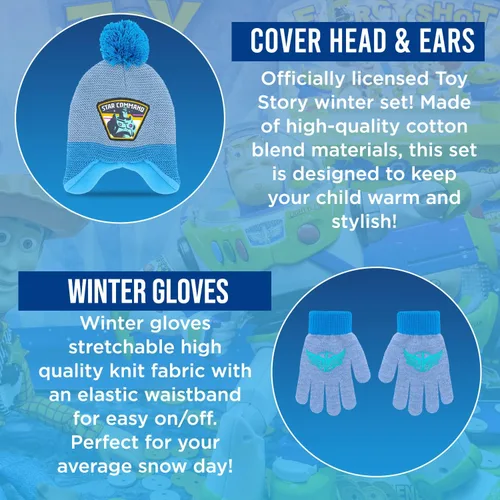 Miniatura 2 de Toy Story - Bufanda de invierno y guantes de nieve para niños y niñas, juego de 3 piezas, lindo y cálido para exteriores, incluye caja de regalo