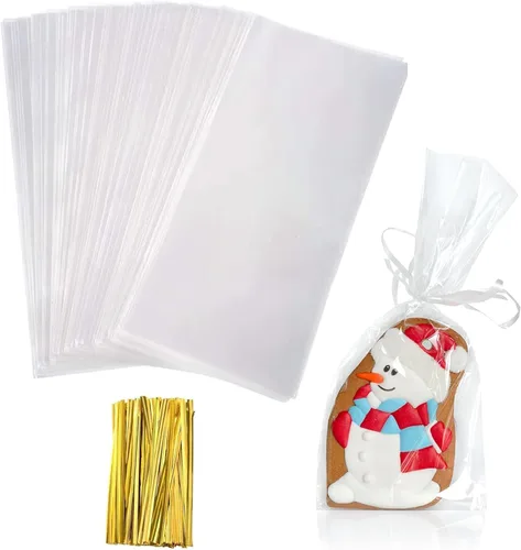 Miniatura 13 de Yotelab Bolsas de celofán, bolsas de celofán transparente de 4 x 9 pulgadas con lazos giratorios, 100