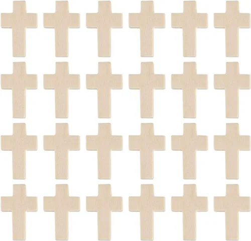 100 piezas de artesanía de cruz de madera DIY mini dijes de cruz sosteniendo la cruz para regalos de fiesta religiosa domingo fabricación de joyas