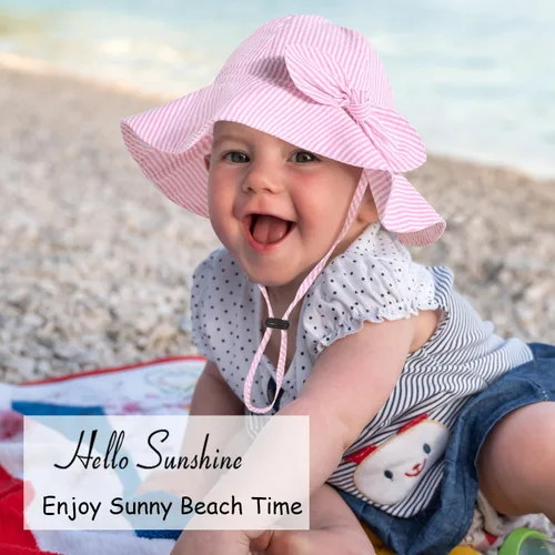 Miniatura 68 de Sombrero de sol para bebé niña con UPF 50+ sombrero de playa ajustable para exteriores con ala ancha