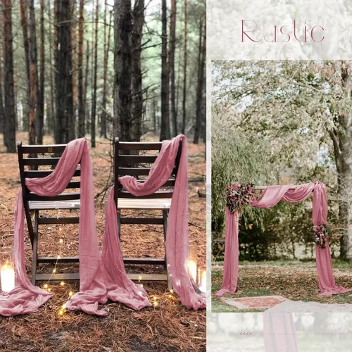 Miniatura 6 de Paquete de 20 caminos de mesa de color rosa polvoriento, camino de mesa de gasa de 10 pies, camino de mesa de tela de queso bohemio, romántico, Rosa
