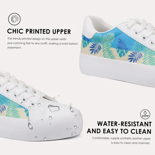 Miniatura 2 de JABASIC Zapatos deportivos de plataforma con cordones y estampado floral para mujer