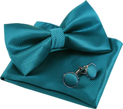 Alizeal Mini cuadrados de color sólido para hombre, pajaritas preatadas formales, cuadrado de bolsillo, juego de gemelos para boda, fiesta, negocios