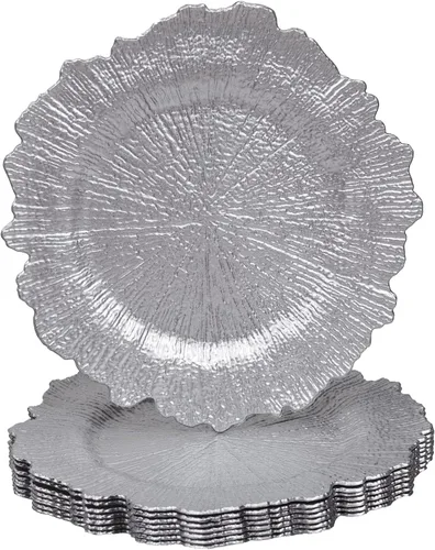 Miniatura 13 de MAONAME Juego de 8 platos base redondos negros de 13 pulgadas, bajoplatos de arrecife para platos de cena, platos base de plástico para boda