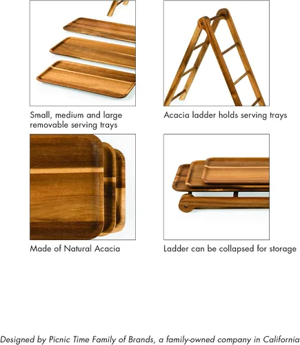 Miniatura 6 de PICNIC TIME NCAA - Bandeja de servir de 3 niveles, tablas de embutidos, platos de madera para servir (madera de acacia)
