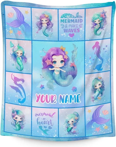 Miniatura 28 de Manta de cola de sirena, suave, mullida y cálida, manta pequeña de 30 x 40 pulgadas para sofá, oficina, colorida y bonita, regalos para niñas
